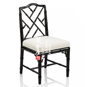新中式实木竹节椅 美式纯手工镂空靠背餐椅 现代竹节单椅实木家具