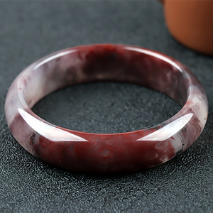 桂林鸡血玉手镯女天然正品高冰种飘红贵妃料61圈口鸡血石玉镯子