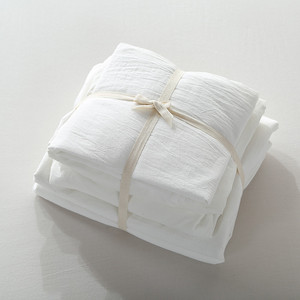 水洗棉被套床单枕头套床笠全棉床上简约格子纯棉双人单人纯色日式
