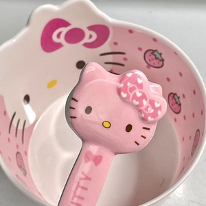 kitty特别好看的勺子可爱家用高颜值仿陶瓷宝宝儿童吃饭甜品调羹