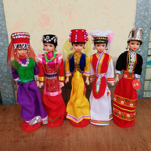 中国56个少数民族娃娃手工卡通娃娃旅游纪念品手工木偶娃娃礼盒装