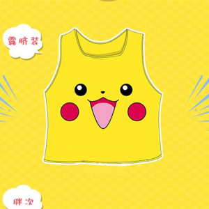 露脐装卡通3d皮卡丘高腰短款吊带背心短袖上衣服无
