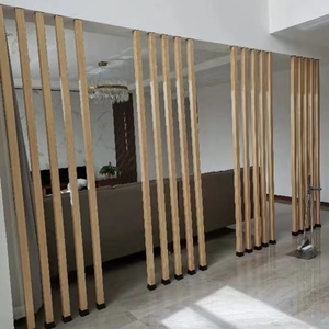 定制铝方通吊顶门头木纹立柱隔断屏风玄关装饰形象墙中式格栅办公