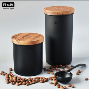 日本进口GSP粉罐量豆勺子黑色厨房复古储存罐不锈钢日式咖啡豆罐