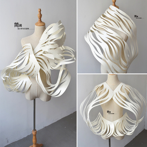 白色镂空水波纹纸立体肌理创意婚庆舞台装饰服装设计波浪造型面料