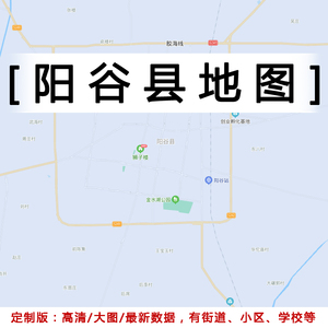 阳谷县地图贴图2021办公室挂图装饰画定制山东聊城市行政城区地图