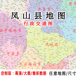 凤山县地图贴图2021办公室挂图装饰画定制广西河池行政交通地形图