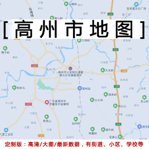 高州市地图贴图2021办公室挂图装饰画定制广东茂名行政交通地形图