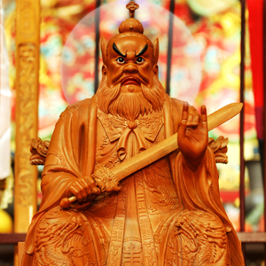 道教张天师神像 祖天师张道陵神像 手工木雕像 开光点睛 五炁装藏
