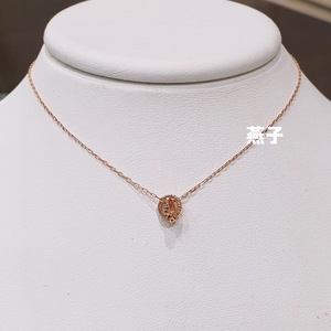 燕子韩国lloyd 14k金 日韩女生简约圆环圆圈相扣镂空锆石锁骨项链