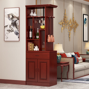 小户型实木60公分玄关隔断柜简约现代间厅柜客厅双面屏风酒柜鞋柜