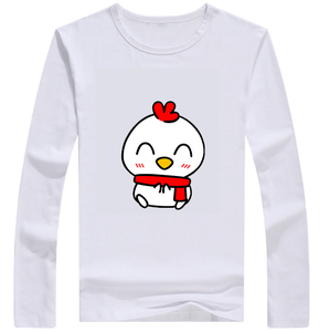 春季新款红色小鸡男女本命鸡年长袖t恤情侣学生校园秋衣包邮
