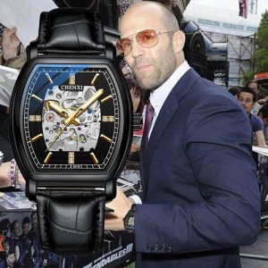 手表男士机械全自动方形皮带镂空防水十大品牌氚气杰森斯坦森同款