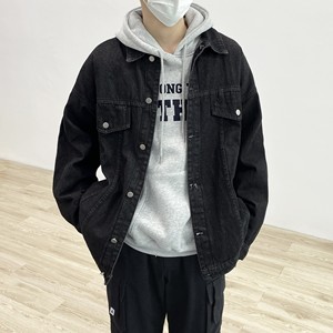 【套装】小红书潮男穿搭秋冬休闲牛仔外套搭配连帽卫衣束脚工装裤