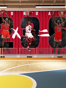 篮球明星主题壁纸运动鞋直播间体育馆篮球场背景墙布乔丹用品墙纸
