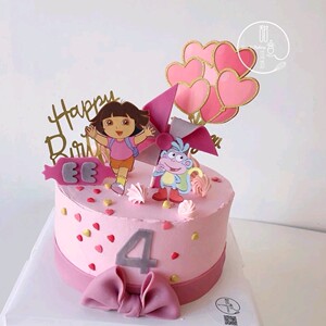 朵拉蛋糕摆件插卡旗公主装饰周岁宝宝卡通猴子女生爱冒险玩具公仔