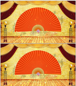 古典中国风扇子戏曲相声小品幕布背景 大气年会晚会活动led视频