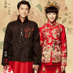 活色生香李易峰唐嫣同款古装绣花礼服民国喜服新娘新郎服秀禾婚服