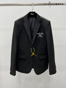 dior/迪奥 春秋男士商务休闲西服外套胸前字母logo刺绣黑色西装