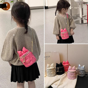 日本蝴蝶结女童包包时尚儿童斜挎包女孩水桶小包可爱宝宝零钱包潮