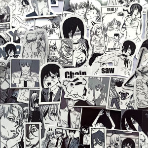 动漫电锯人周边黑白漫画贴纸玛奇玛行李箱笔记本手机手帐防水贴画