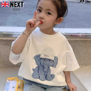 英国next女童夏季短袖T恤纯棉宝宝夏装新款儿童网红洋气上衣童装