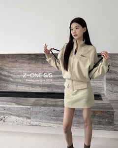 Z-one 2024新春时尚套装女高级感休闲外套半身裙两件套拉链运动