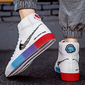 e1nike0yundng电玩像素高帮aj男鞋休闲板鞋反光夜光小白鞋运动鞋