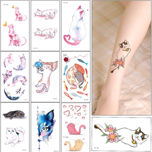 网红爆款纹身贴防水持久隐形遮盖疤痕猫咪hellokitty猫猫一次性