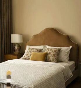 美式轻奢暖棕色卧室双人床小户型vintage布艺主卧大床婚床公主床