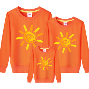 小太阳清新图案家庭母女儿童薄款卫衣2018新款一家三口亲子班服