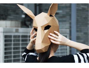马头创意纸面具头套手工折纸纸模材料包节日化妆舞会派对摄影道具