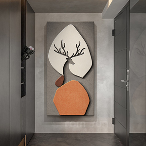 现代抽象玄关装饰画轻奢客厅立体砂岩实物画简约大气走廊过道挂画