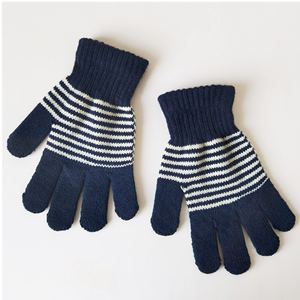 厂家供应冬季舒适保暖仿羊绒分指手套针织手套条纹男女手套