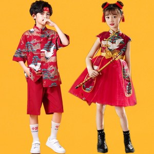 六一节中国小梦娃舞蹈服装男女童幼儿园演出服喜庆打鼓开门红表演