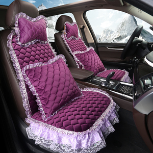 女神款蕾丝汽车坐垫冬季短毛绒保暖女士可爱小车2020新款棉车座垫