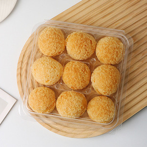 9粒透明麻薯包装盒正方形九宫格甜品盒糕点巧克力蛋黄酥打包盒