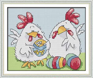 手工立体绣十字绣印花双胞胎可爱小鸡和彩蛋鸡初学者新手入门图案