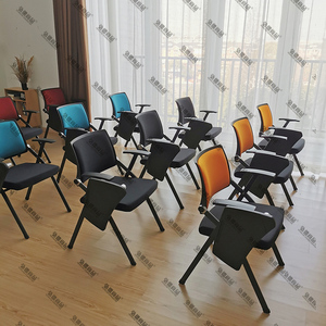折叠椅带写字板培训椅带桌板会议椅带轮子会议室座椅办公椅一体凳