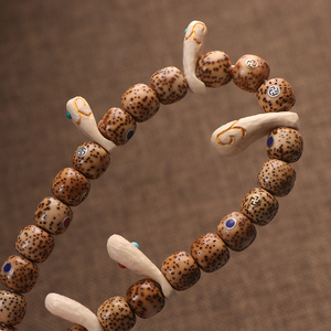 文玩天然猛犸牙冰料卡子星月百香籽金刚椰蒂108佛珠念珠计子