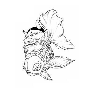纹身手稿鲤鱼