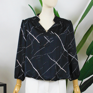 focals福柯斯女装夏季新款小立领套头条纹印花衬衫yban005ns