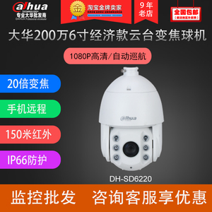 大华200万高清1080P网络球机6寸室外防水监控彩色摄像头DH-SD6220