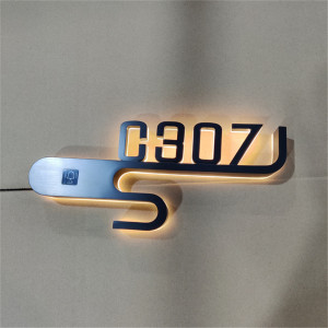 定制不锈钢立体字酒店宾馆智能电子发光门牌门显金属耐用房号标牌