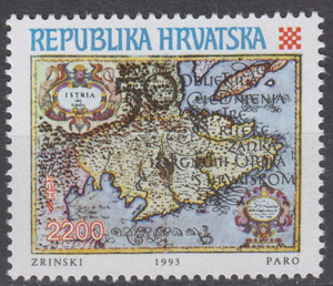 克罗地亚 1993年 里耶卡和扎达尔并入克罗地亚50周年.地图 1全