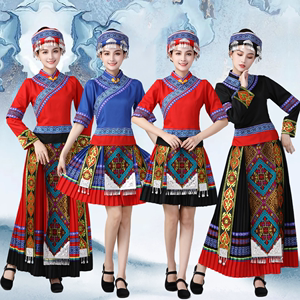 新款成人男女士傈僳族演出服少数民族表演服装舞台合唱舞蹈服套装