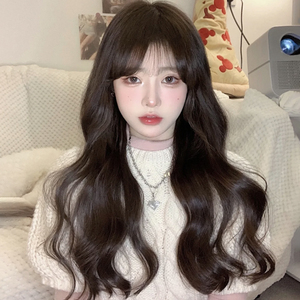 假发女长发大波浪长卷发日常韩式圆脸水波纹空气刘海仿真人发全头