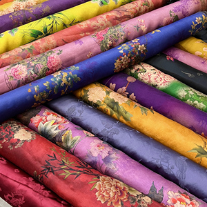 提花重缎香云纱零布头布料古风丝绸正宗顺德重磅真丝袍子莨绸面料