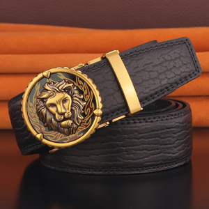 个性狮子头皮带男复古自动扣潮韩版头层牛皮腰带真皮青年网红裤带