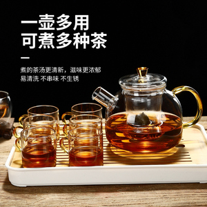 耐热高硼全玻璃茶壶泡茶煮茶壶家用加厚四季壶功夫茶具花茶壶套装